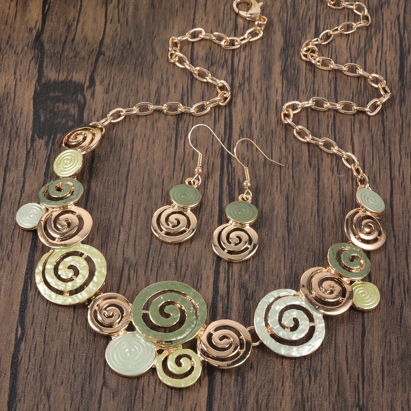 Bohemian Geometric Jewelry Set: Necklace and Earrings